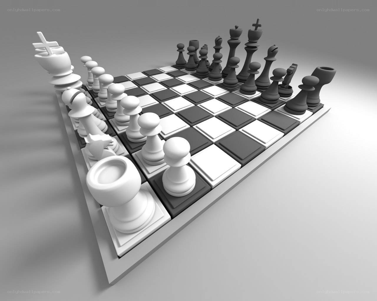 3D chess set on board