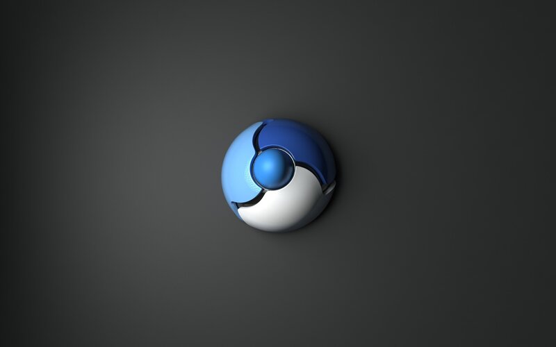 3D Chrome logo on dark background