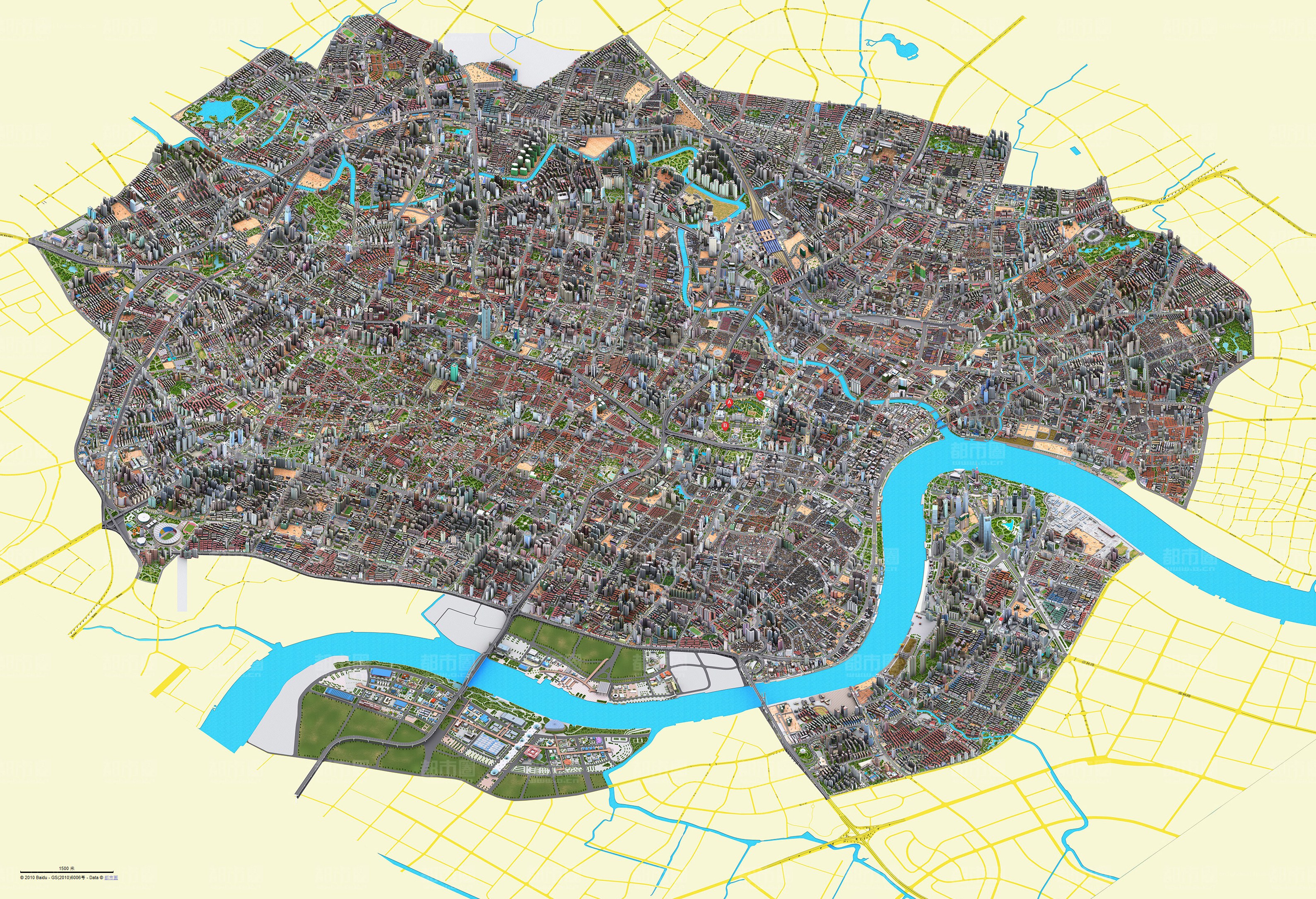 3D city map of Shanghai