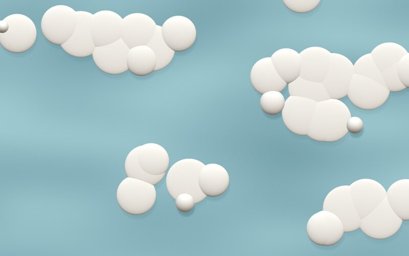 3D clouds on blue background