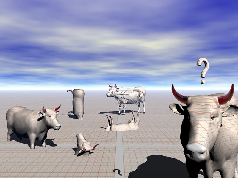 3D cow models in a grid