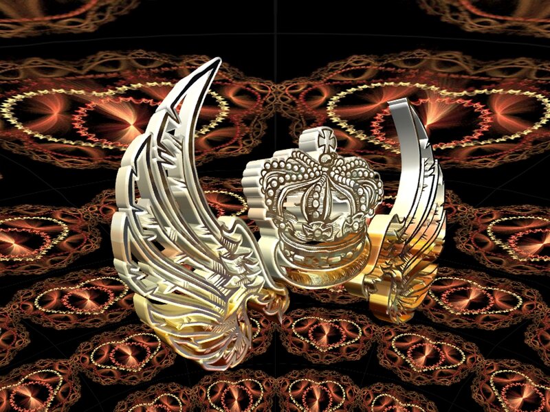 3d Crown with Wings