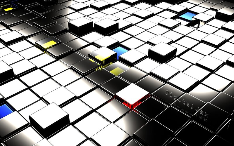 3D cube grid with glowing squares