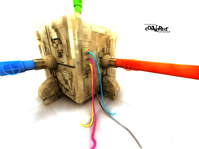 3D cube machine with pipes