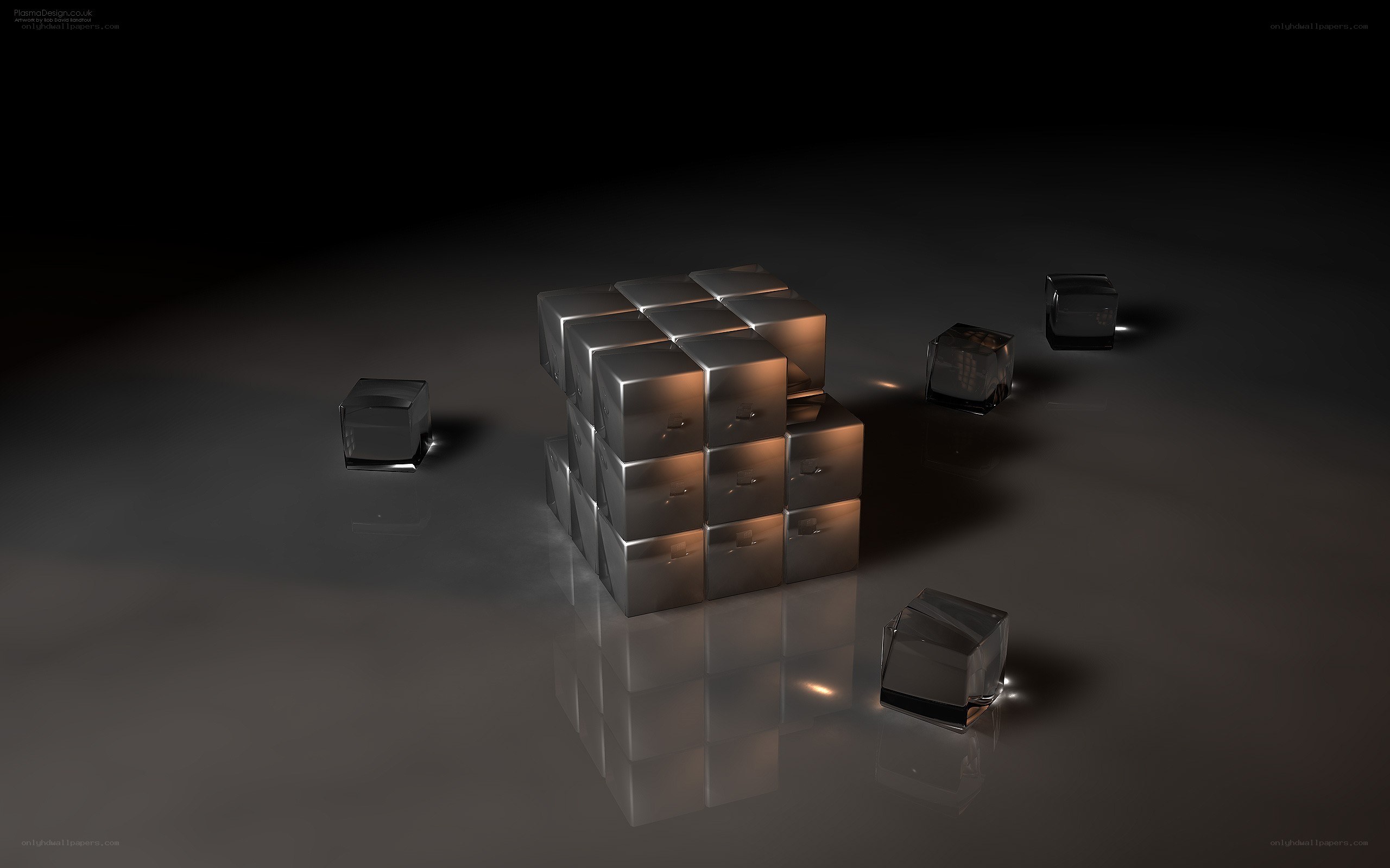 3D cube structure on dark surface
