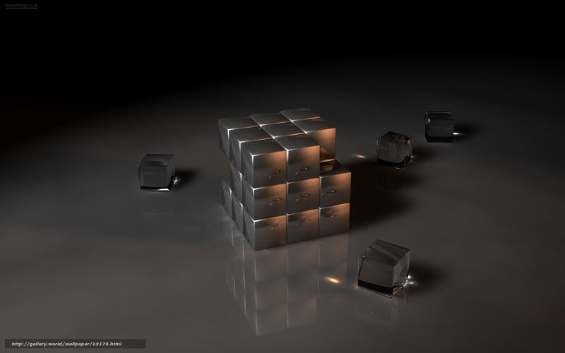 3D cube structure on dark surface