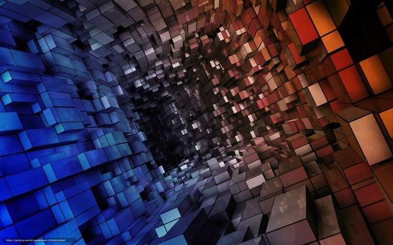 3d Cube Tunnel — Blue