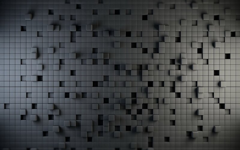 3d Cube Wall Pattern — Gray, Minimalist, 3d Render