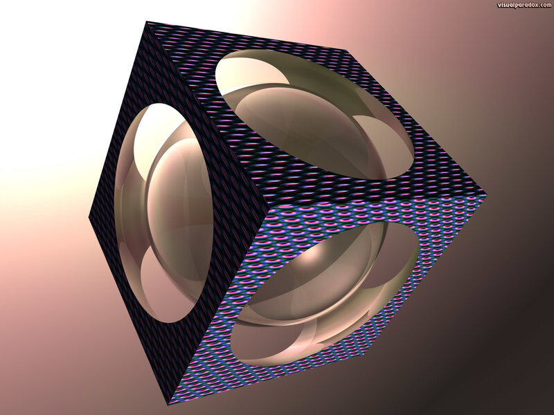 3d Cube with Circular Cutouts