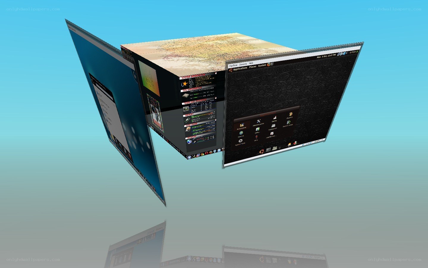 3D cube with computer interfaces