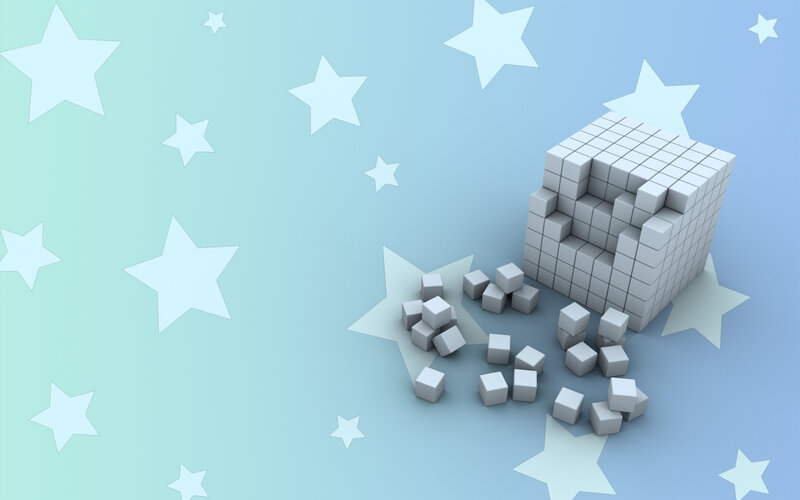 3D cube with stars