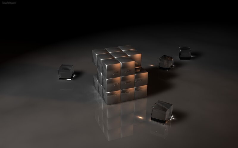 3D cubes in dark space