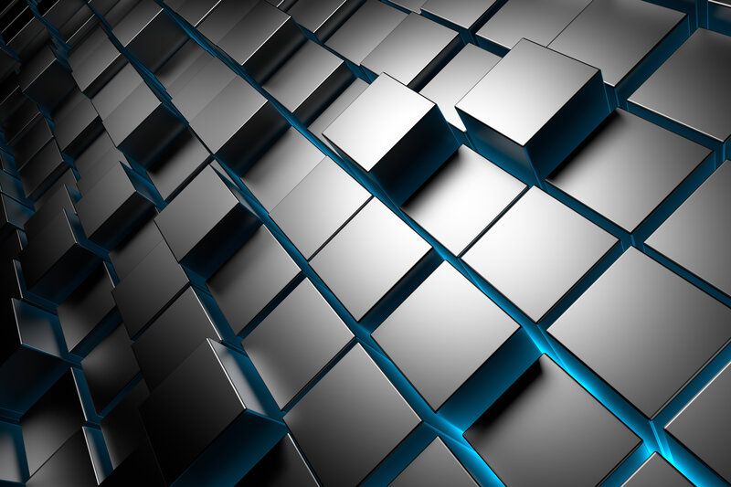 3d Cubes with Blue Light
