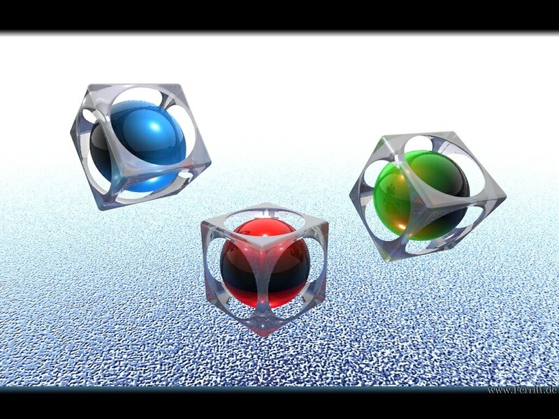 3D cubes with colored spheres