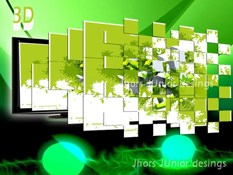 3D digital animation with green squares