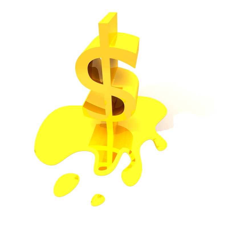 3D dollar sign melting