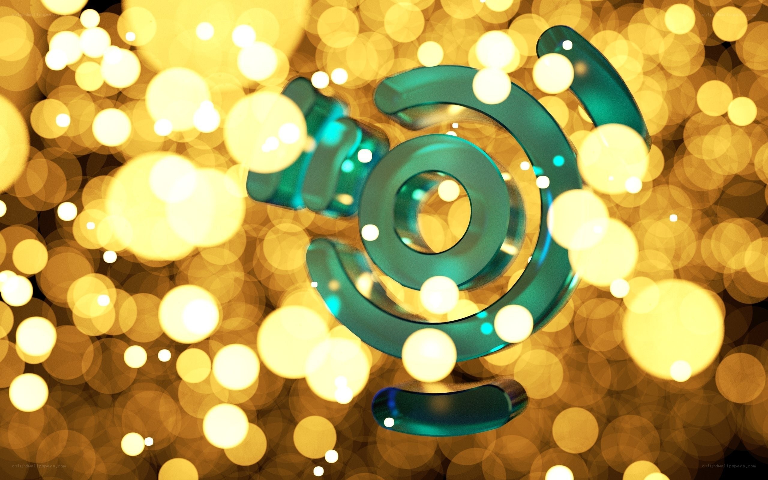 3D email symbol on golden lights
