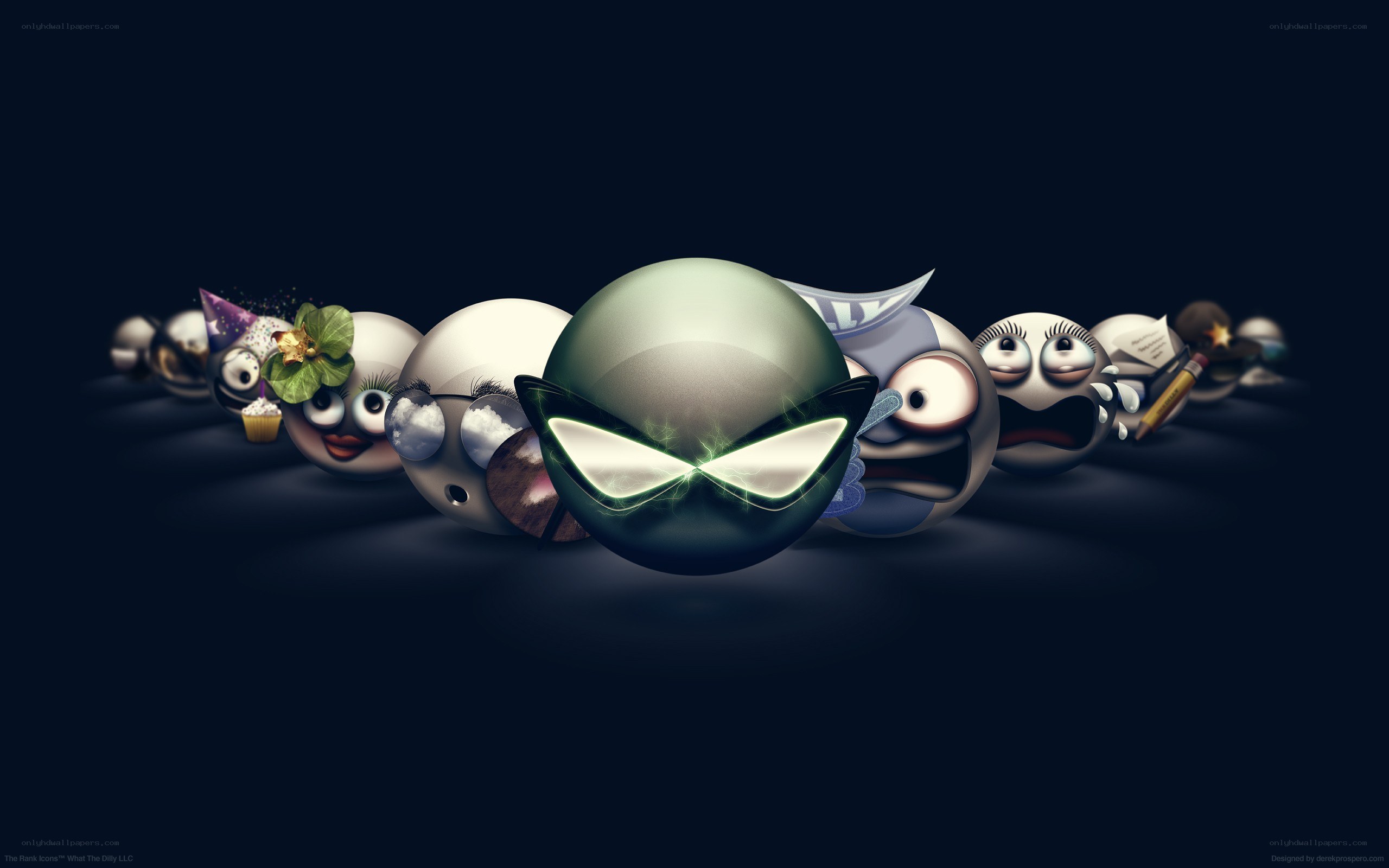 3D emoji characters in a line