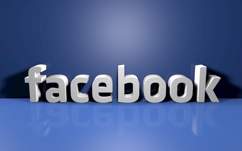 3D Facebook logo on blue