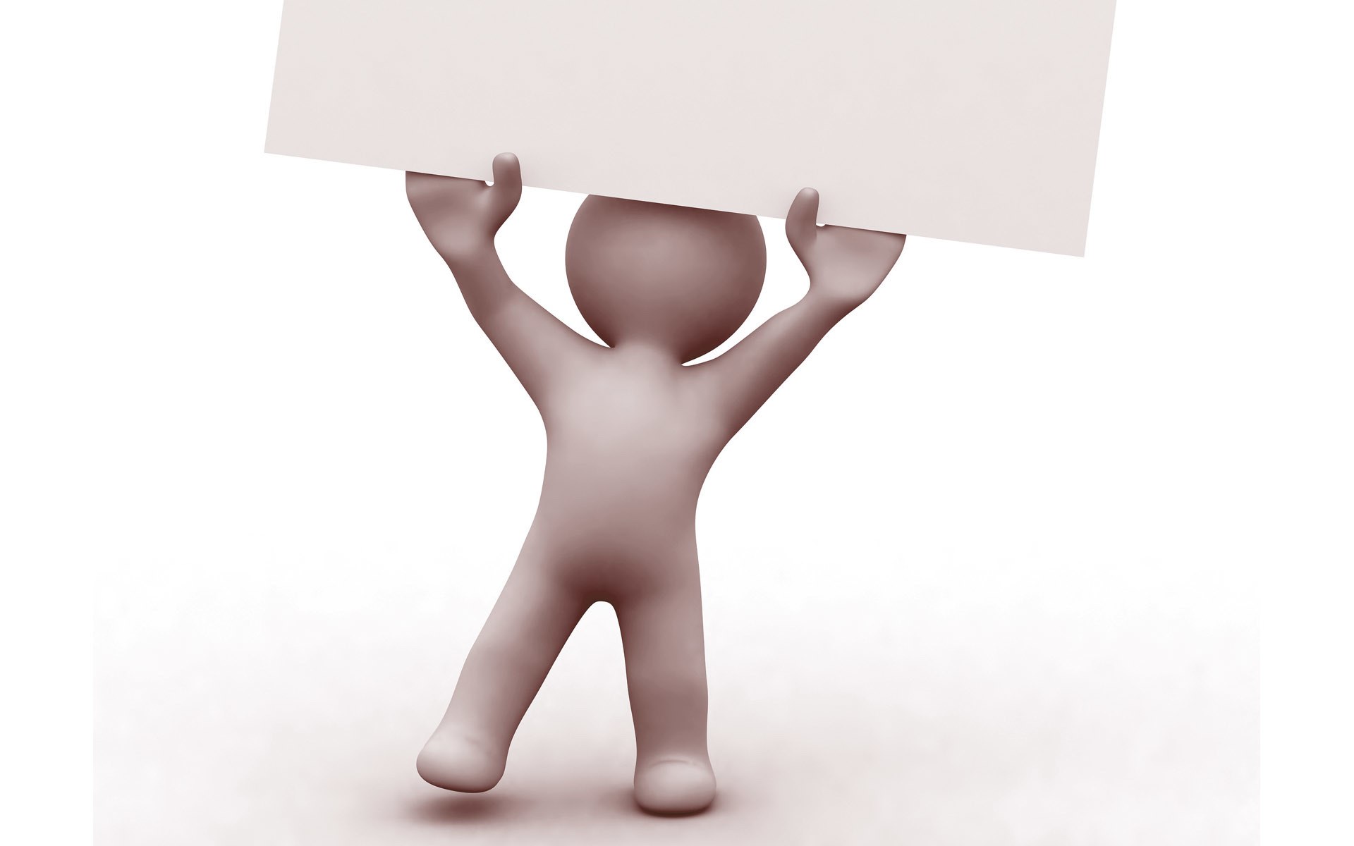 3D figure holding blank sign