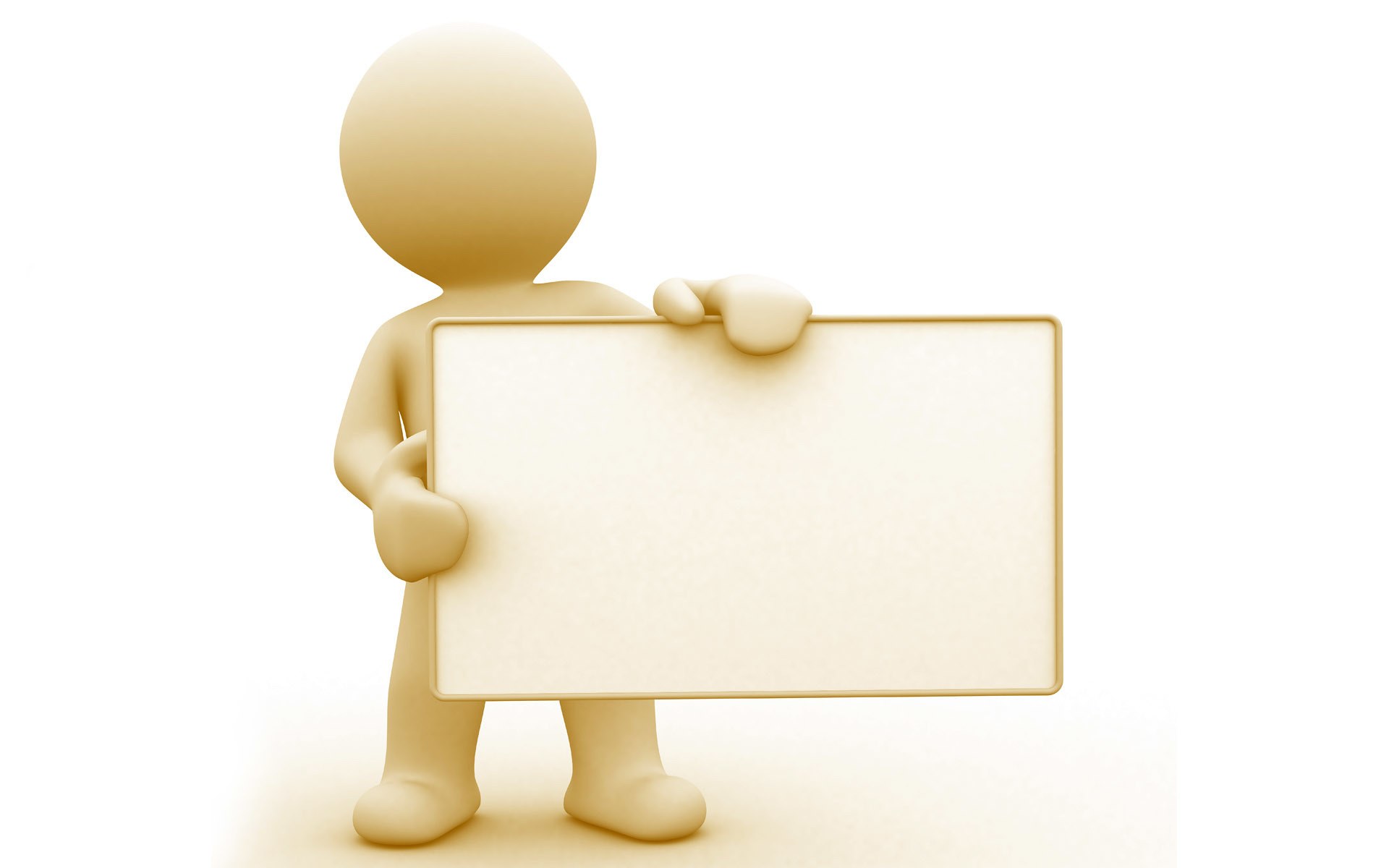 3D figure holding blank sign