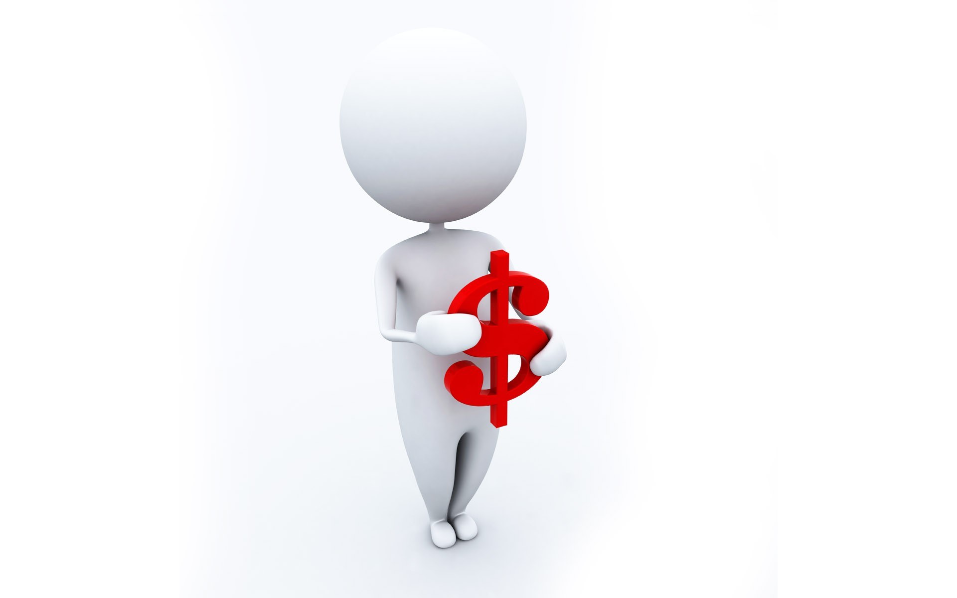 3D figure holding dollar sign