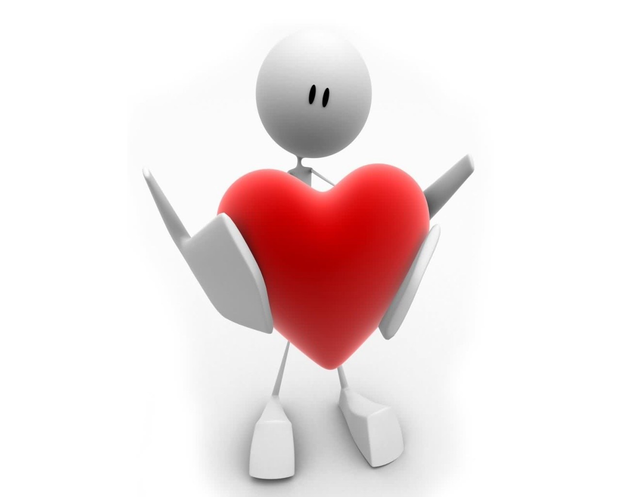 3D figure holding red heart