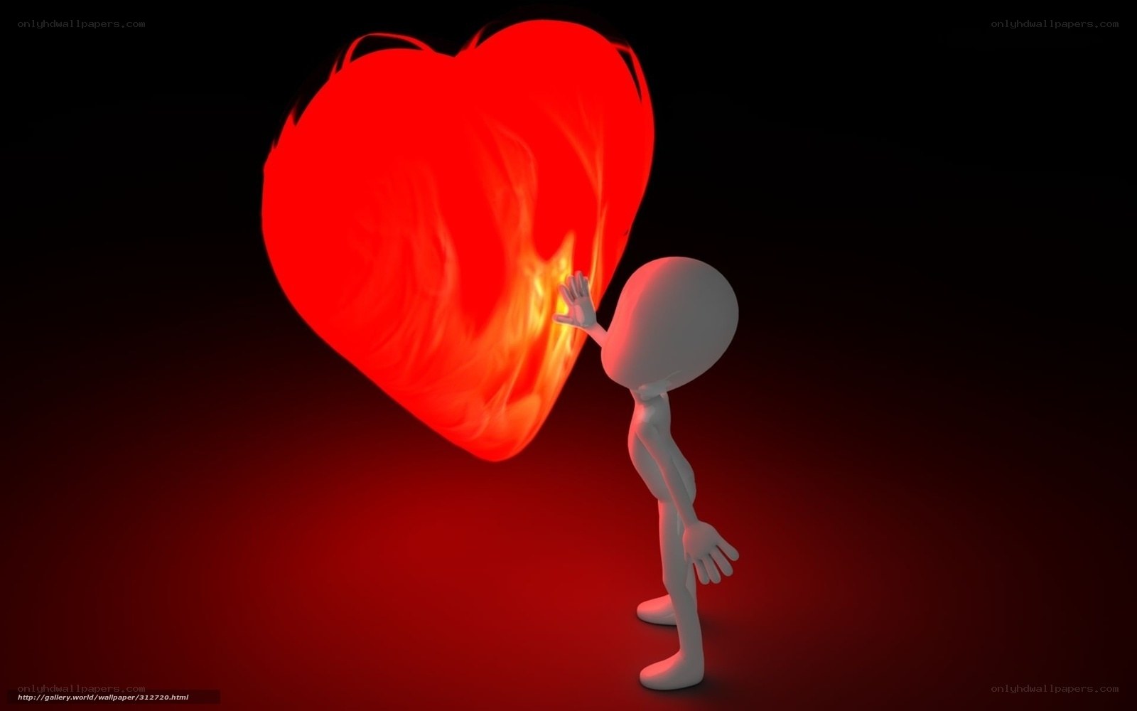 3D figure with glowing heart