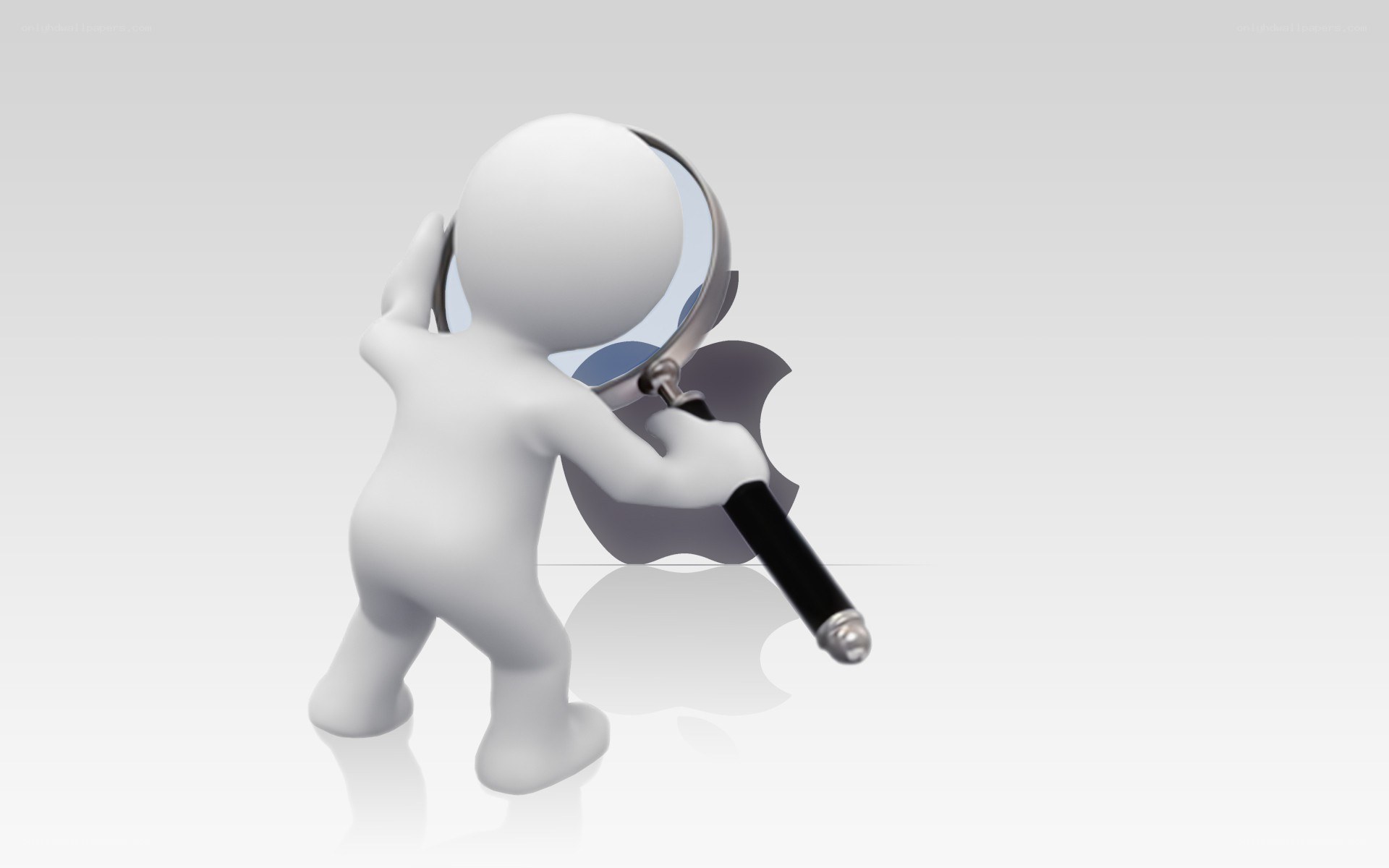 3D figure with magnifying glass