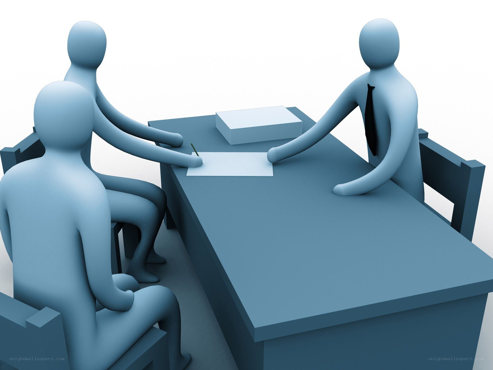 3D figures at a meeting table