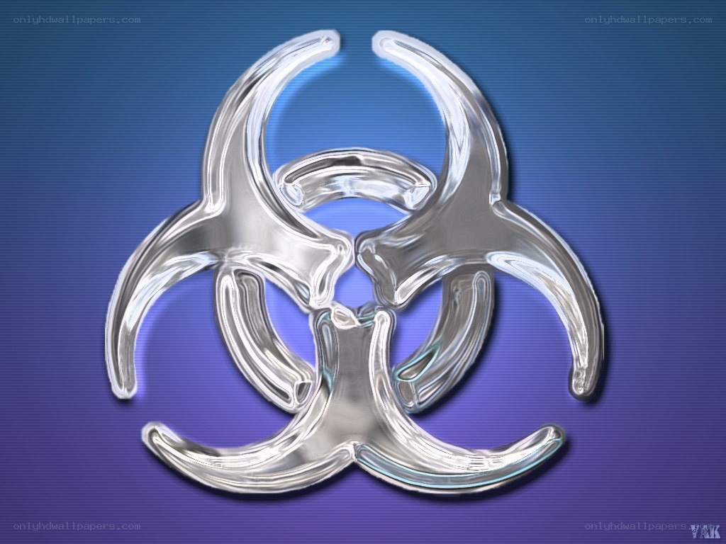 3D glass biohazard symbol