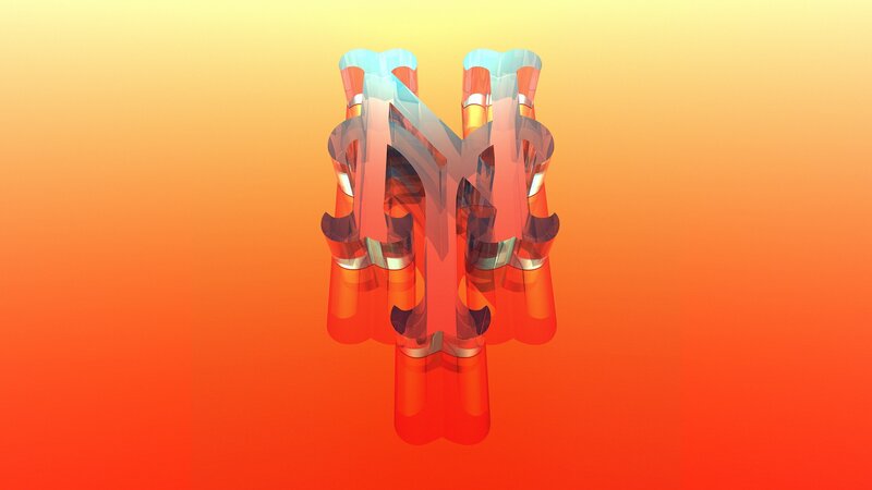 3D glass letter M