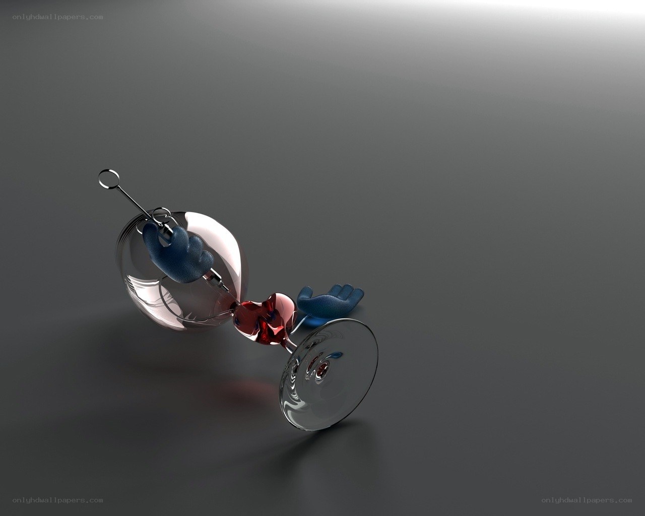 3D glass sculpture with hands