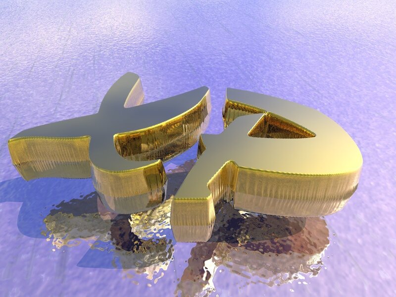 3D golden text on reflective surface