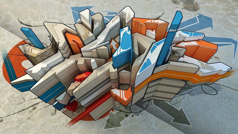 3D Graffiti Art — Gray, Dynamic