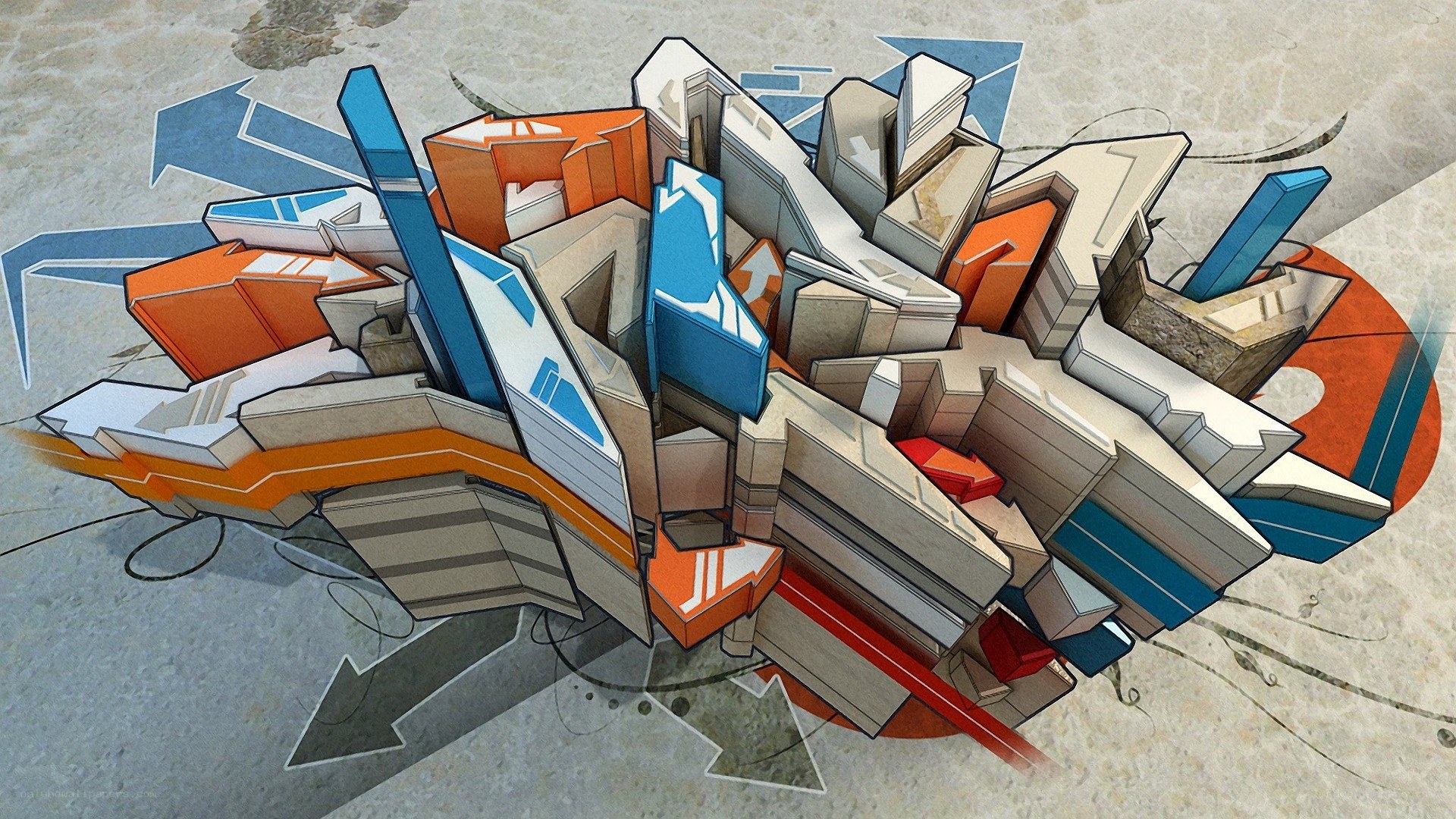 3D graffiti art illustration