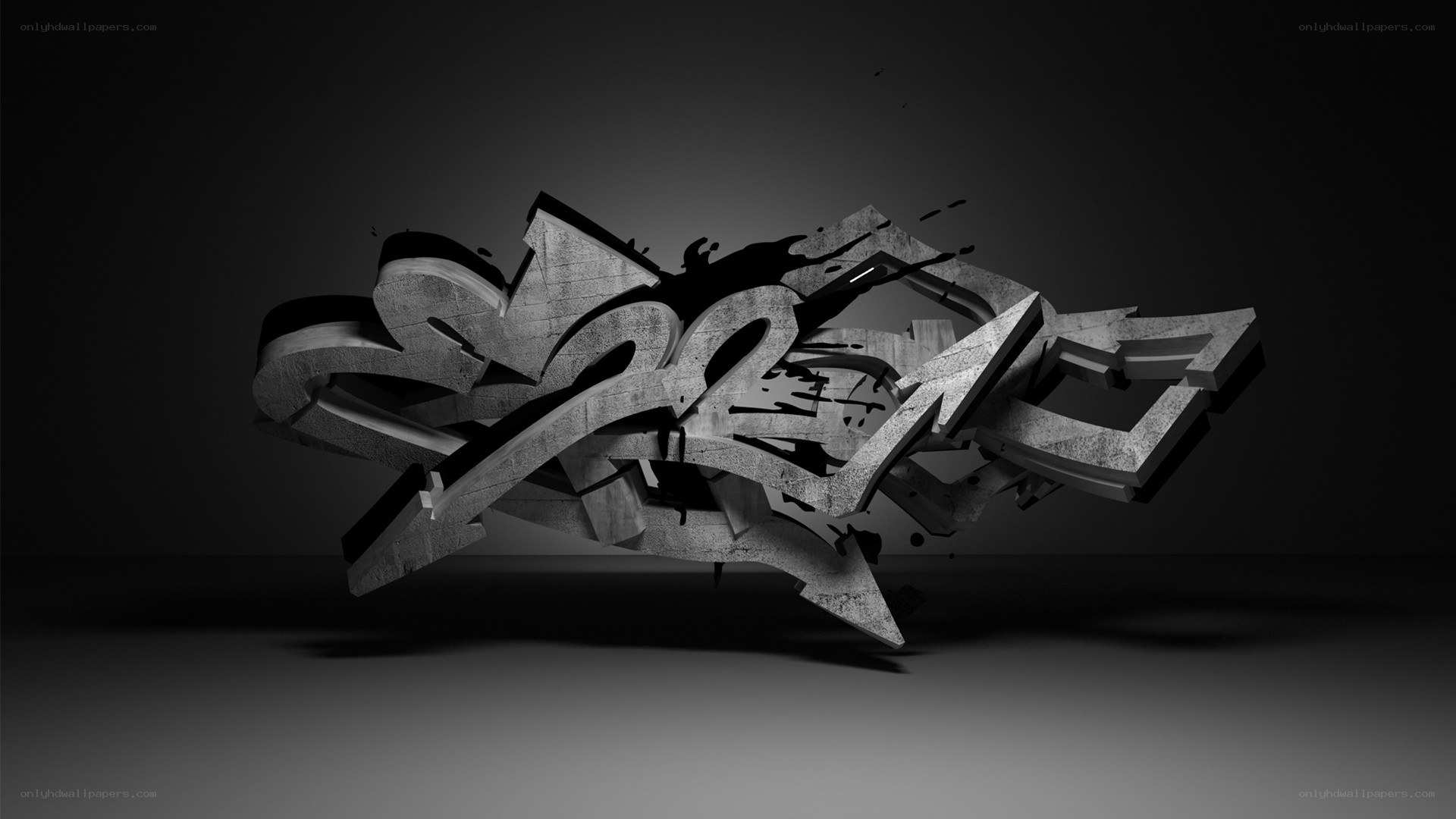 3D graffiti art in monochrome