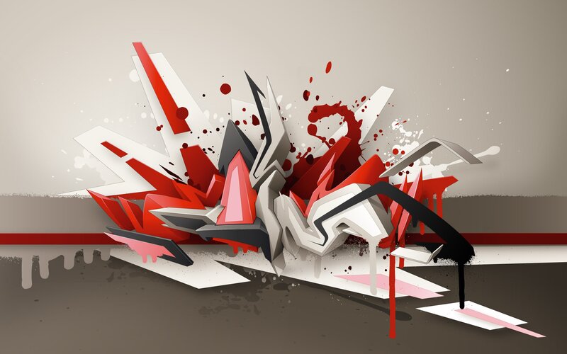 3d Graffiti Art — Red, Dynamic