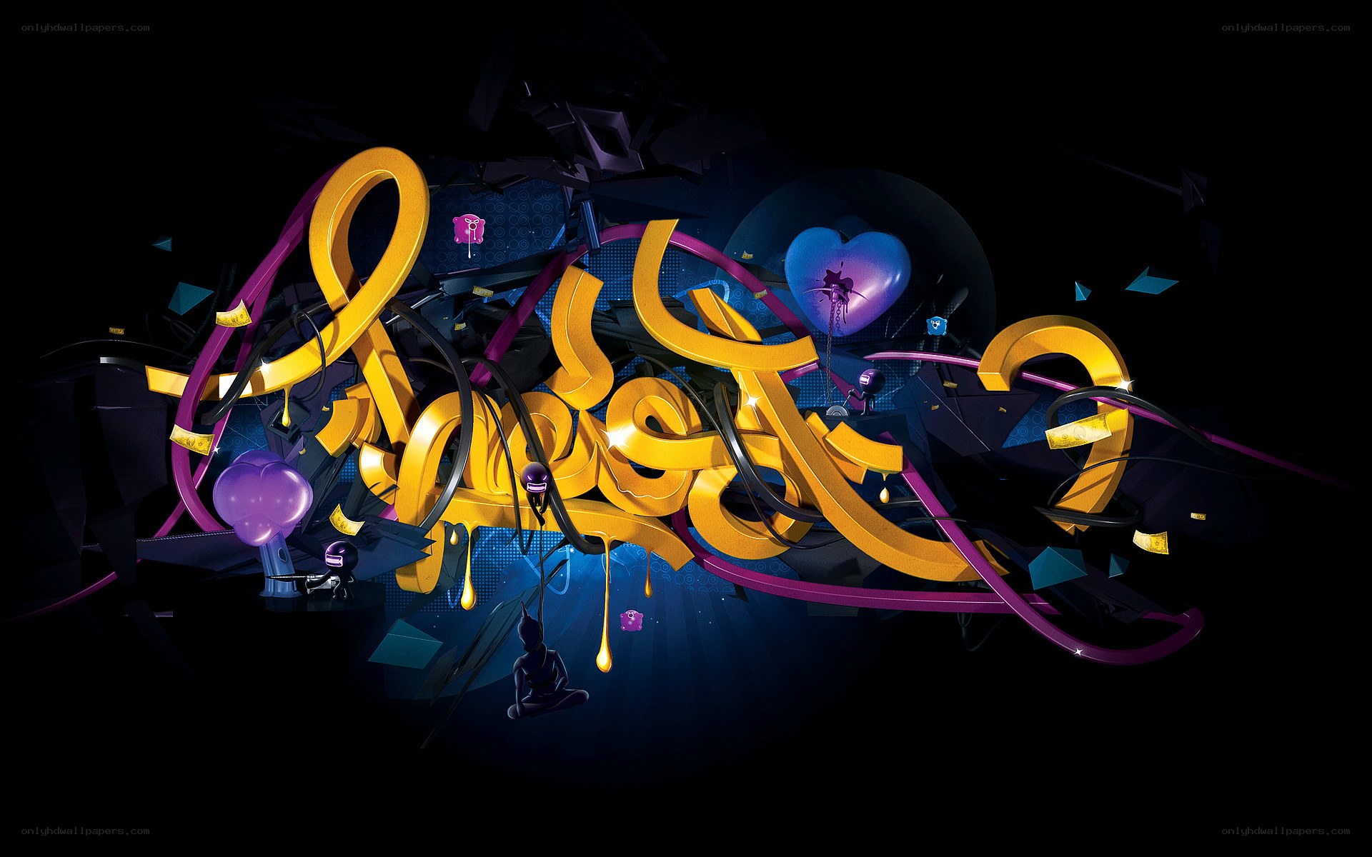 3D graffiti art with vibrant colors