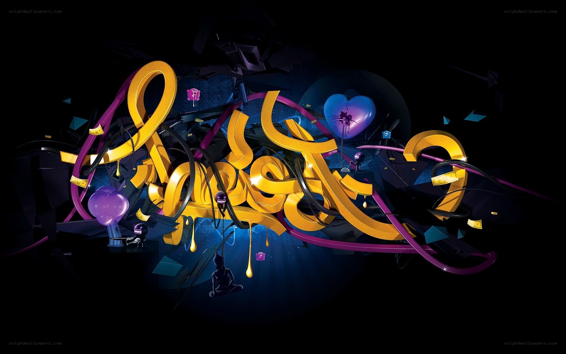 3D graffiti art with vibrant colors