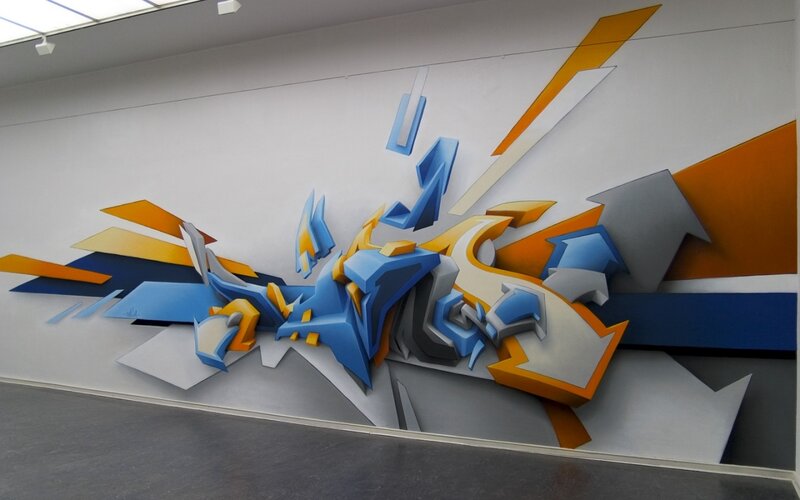 3D Graffiti Mural — Blue