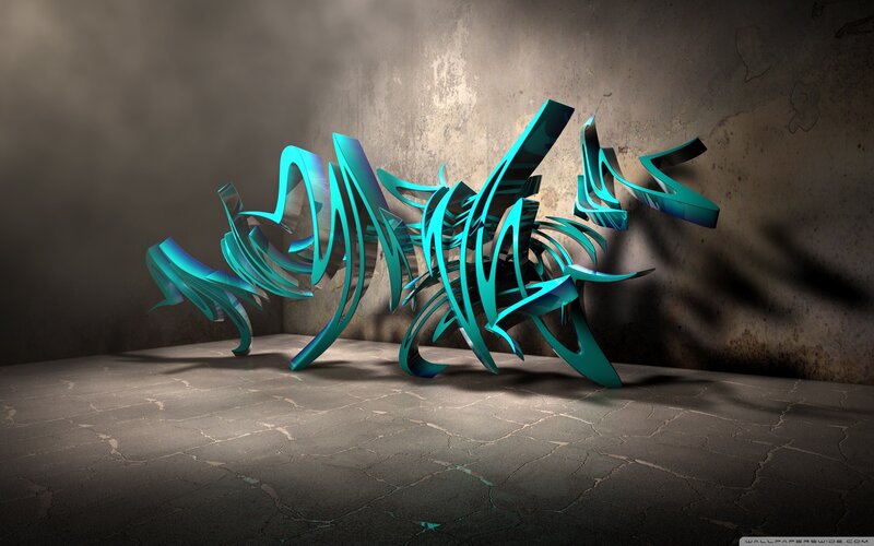 3d Graffiti Sculpture — Teal, Dramatic, 3d Render