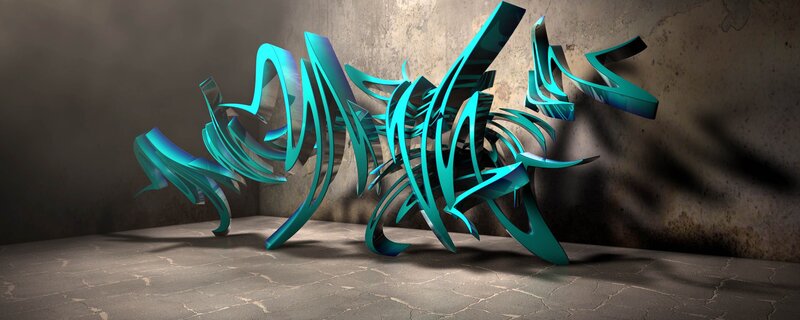 3d Graffiti Sculpture — Teal