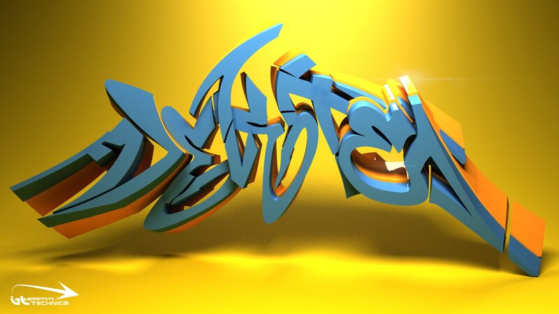 3D graffiti text art