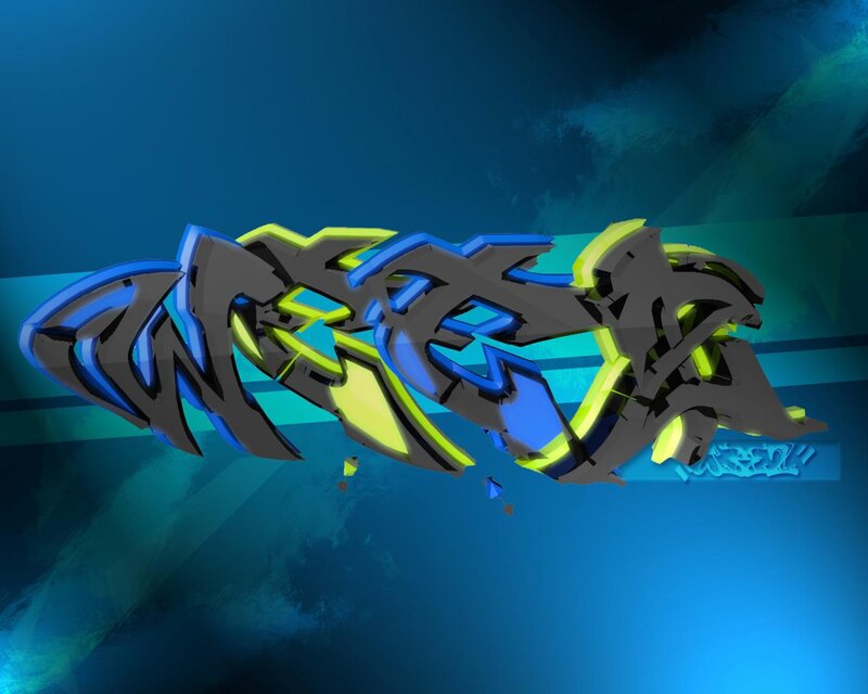 3d Graffiti Text — Blue