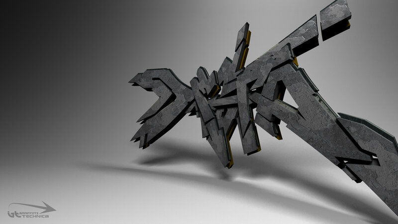 3d Graffiti Text — Gray