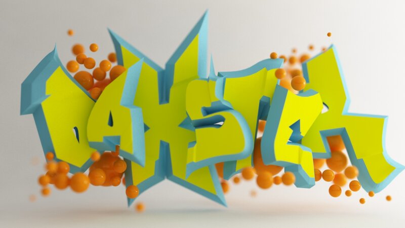 3D Graffiti Text — Yellow, Dynamic