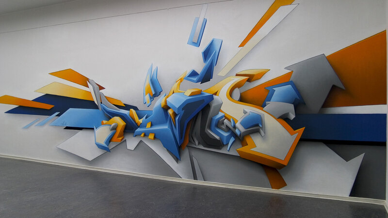 3d Graffiti Wall Art — Blue