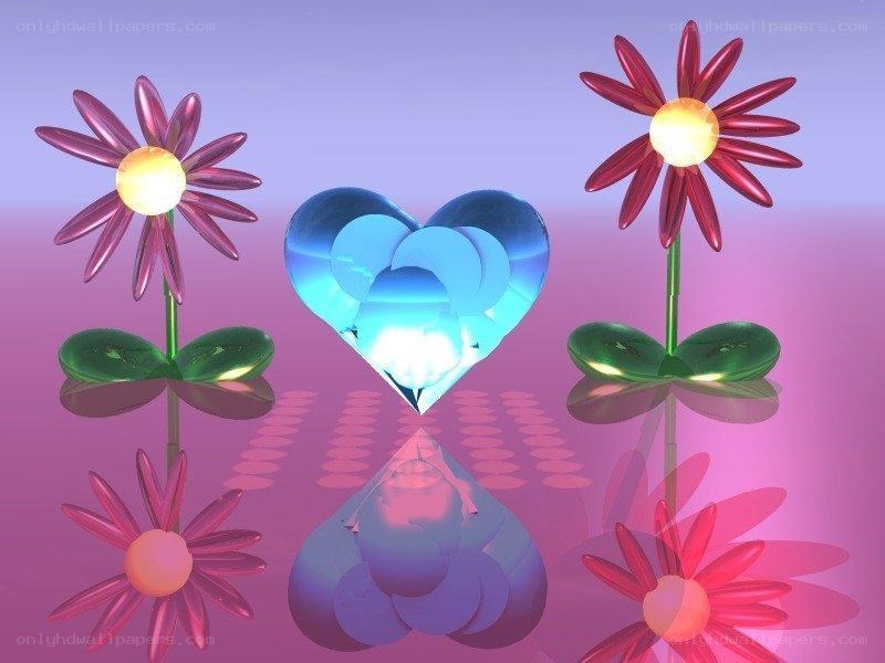 3D heart and flowers