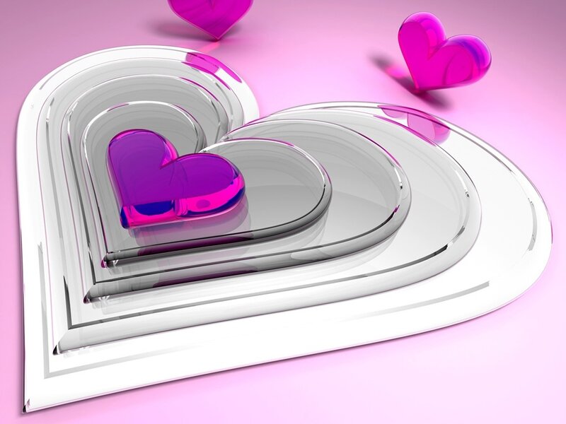 3D heart design with purple accents